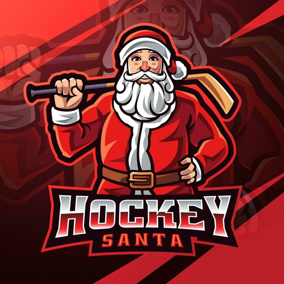 hockey de kerstman esport mascotte logo ontwerp vector