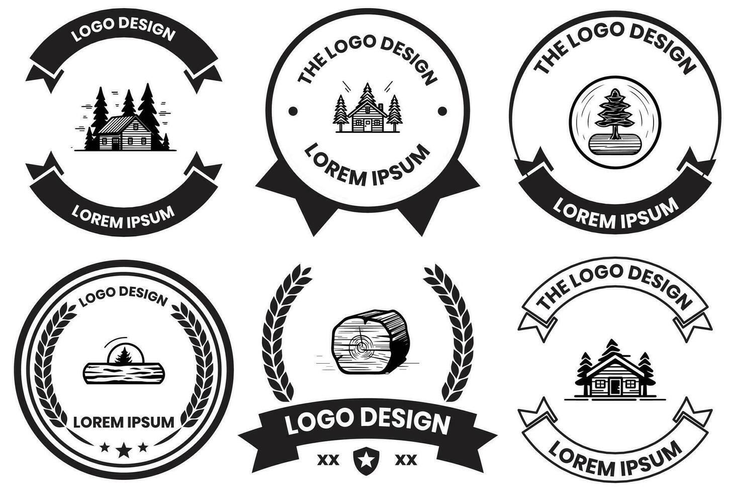 timmerman of bouw winkel logo in vlak lijn kunst stijl vector