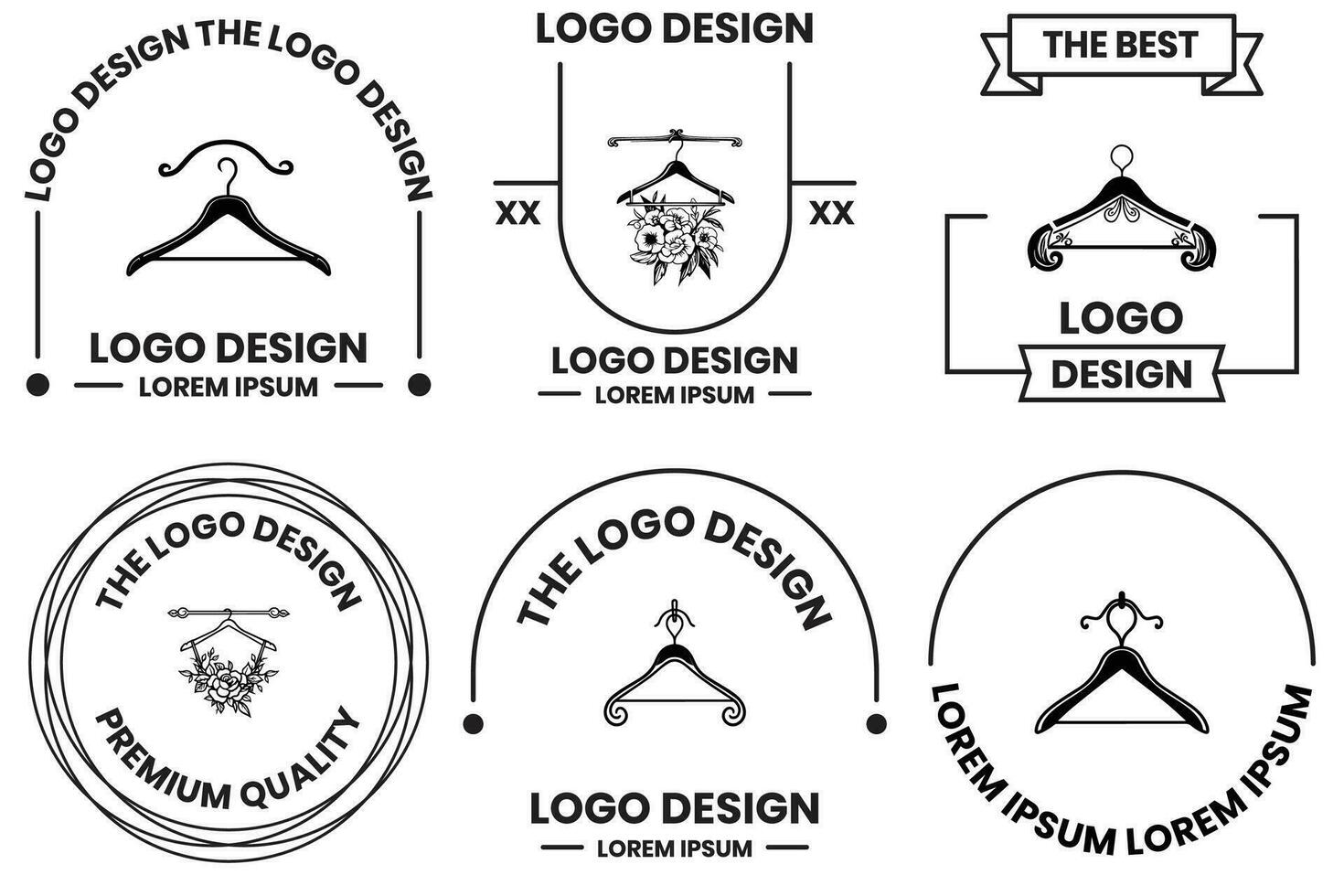 maatwerk en naaien uitrusting winkel logo in vlak lijn kunst stijl vector