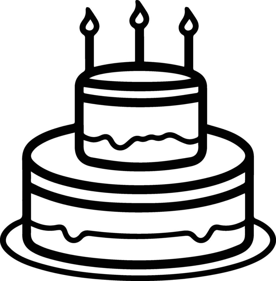 verjaardag taart logo in vlak lijn kunst stijl vector