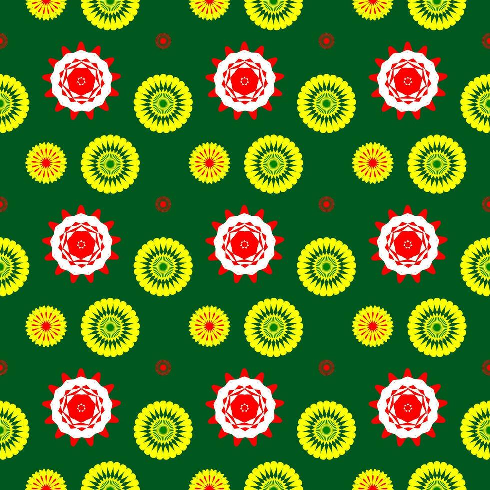 naadloos achtergrond oostelijk stijl rood, wit, groente, geel. Indisch patroon. mandala ornament. elementen van bloemen. ontwerp voor mobiel slot scherm, poster, behang, omslag, textiel. vector