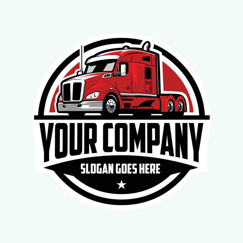 premie vrachtvervoer bedrijf klaar gemaakt cirkel embleem logo. 18 speculant semi vrachtauto logo vector. het beste voor vrachtvervoer en vracht verwant industrie vector