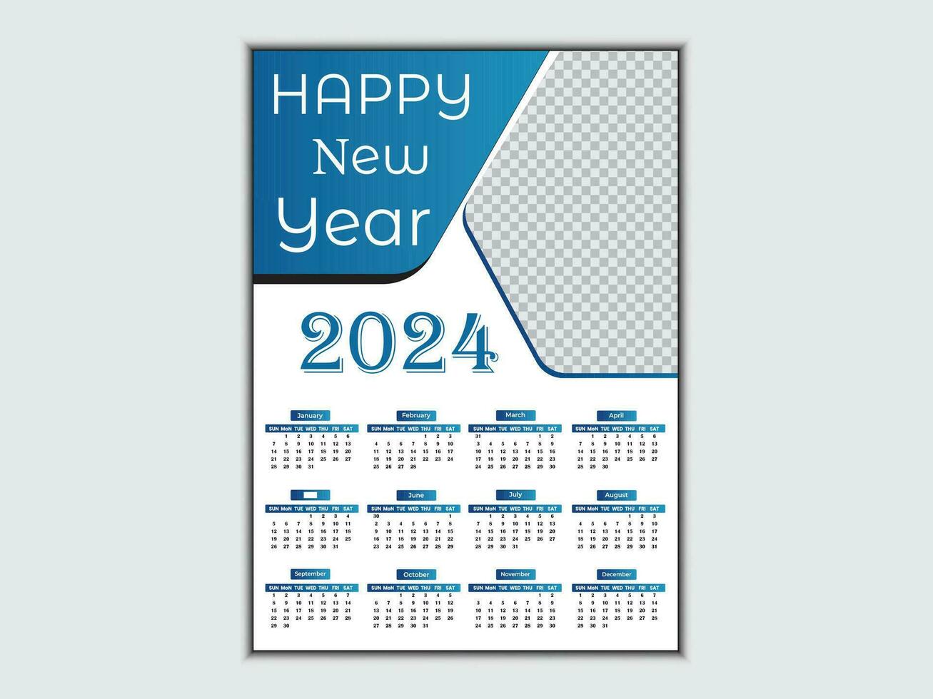 creatief modern 2024 nieuw jaar kalender ontwerp vector