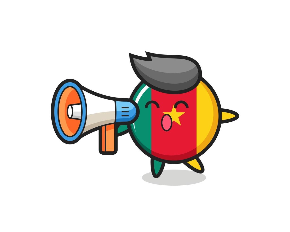 Kameroen vlag badge karakter illustratie met een megafoon vector