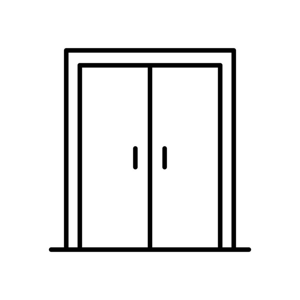 dubbele deuren icoon. gemakkelijk schets stijl. deur, dichtbij, binnenkomen, Uitgang, Ingang, voorkant, deuropening, huis, huis interieur concept. dun lijn symbool. vector illustratie geïsoleerd.