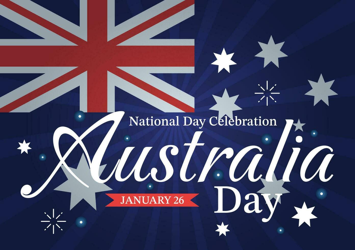 gelukkig Australië dag vector illustratie Aan 26 januari met kaart en Australisch vlag voor banier of poster in vlak tekenfilm achtergrond ontwerp