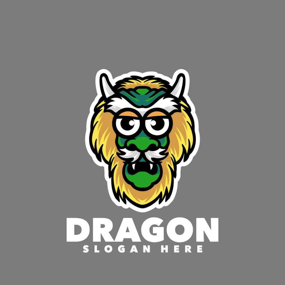 grappig draak tekenfilm mascotte logo ontwerp vector