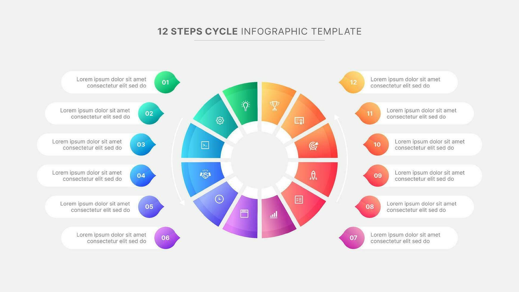 fiets infographic ontwerp sjabloon met 12 stadia vector