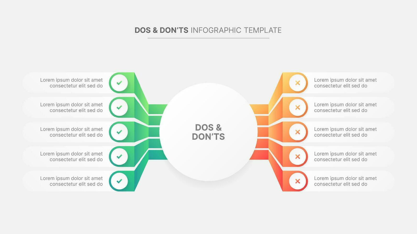 cirkel ronde dos en niet doen, voors en nadelen, tegen, versus vergelijking infographic ontwerp sjabloon vector