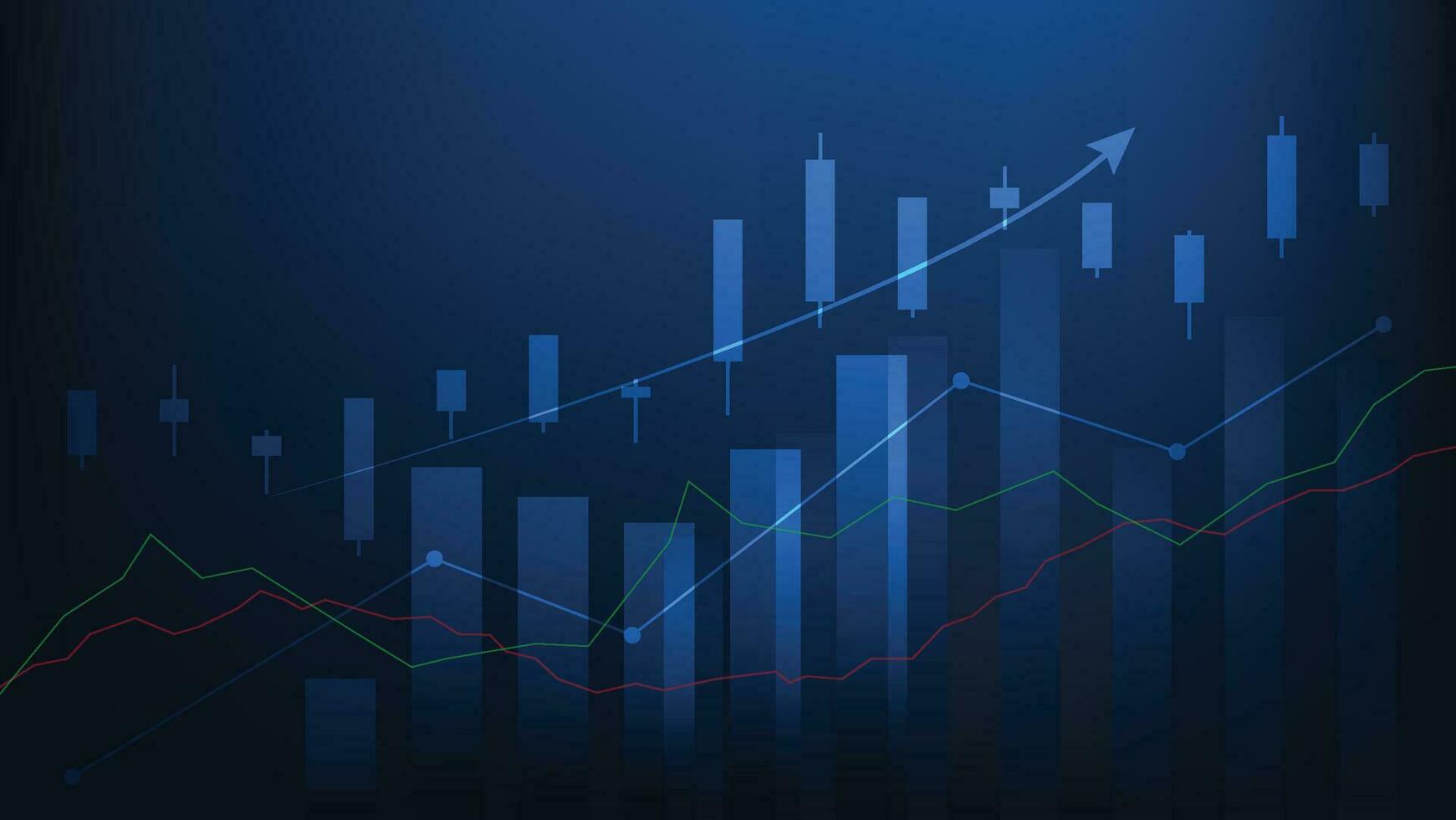 financieel bedrijf statistieken met bar diagram en kandelaar tabel tonen voorraad markt achtergrond vector