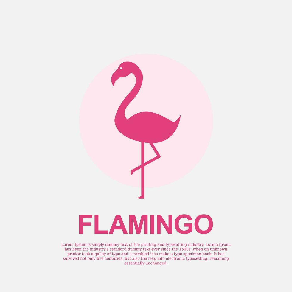 vector flamingo logo met roze kleur, dier kunst logo ontwerp illustratie flamingo logo