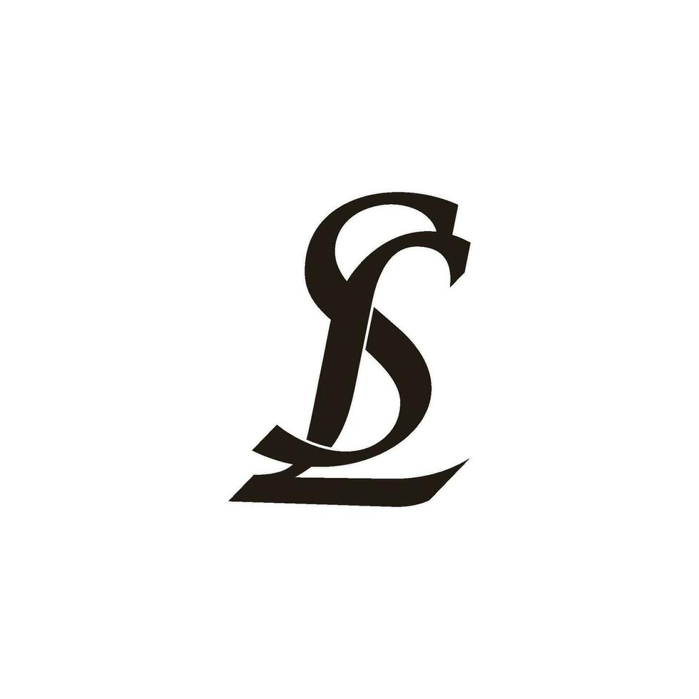 brief sl gekoppeld gemakkelijk overlappende ontwerp symbool logo vector