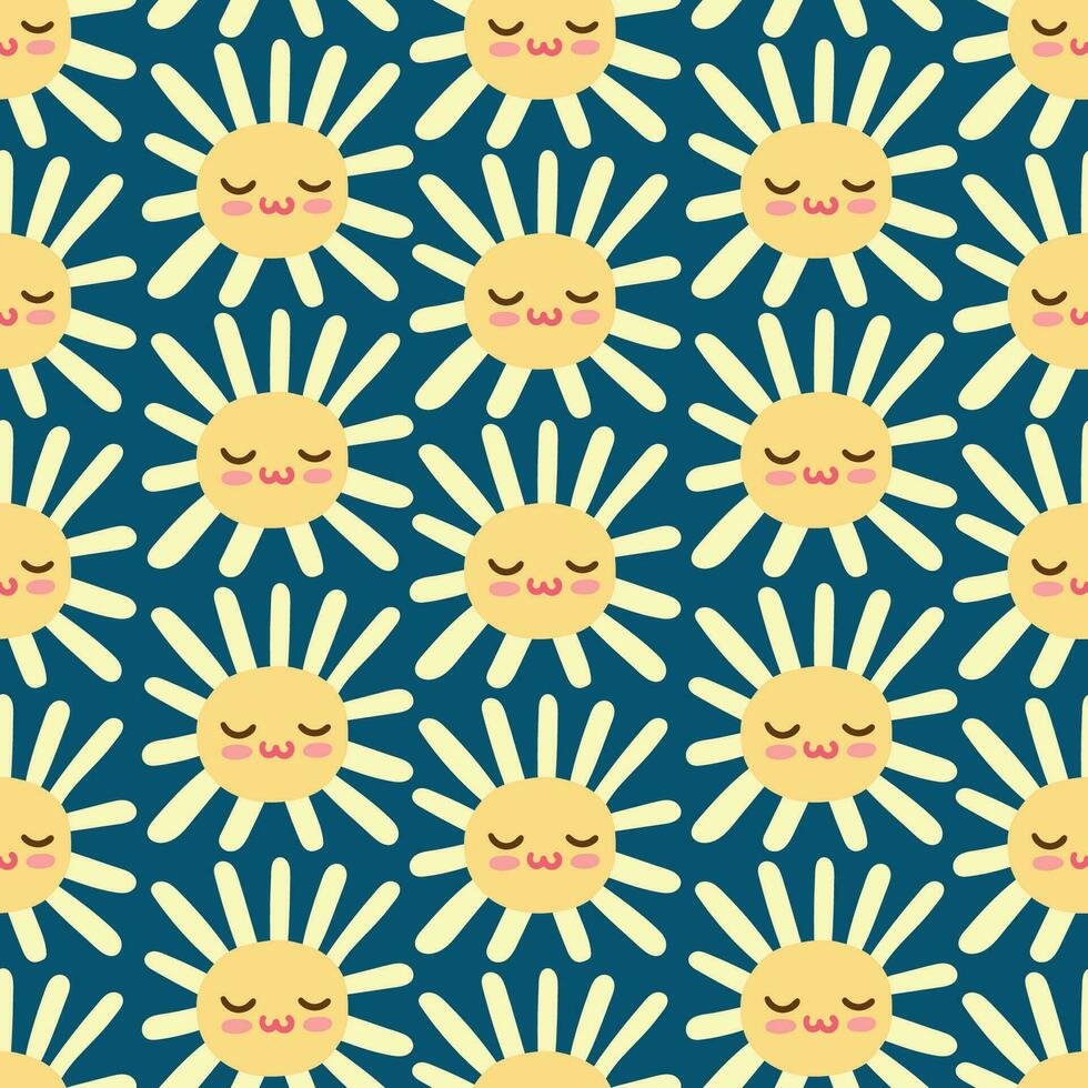 geel glimlach zon vector naadloos patroon