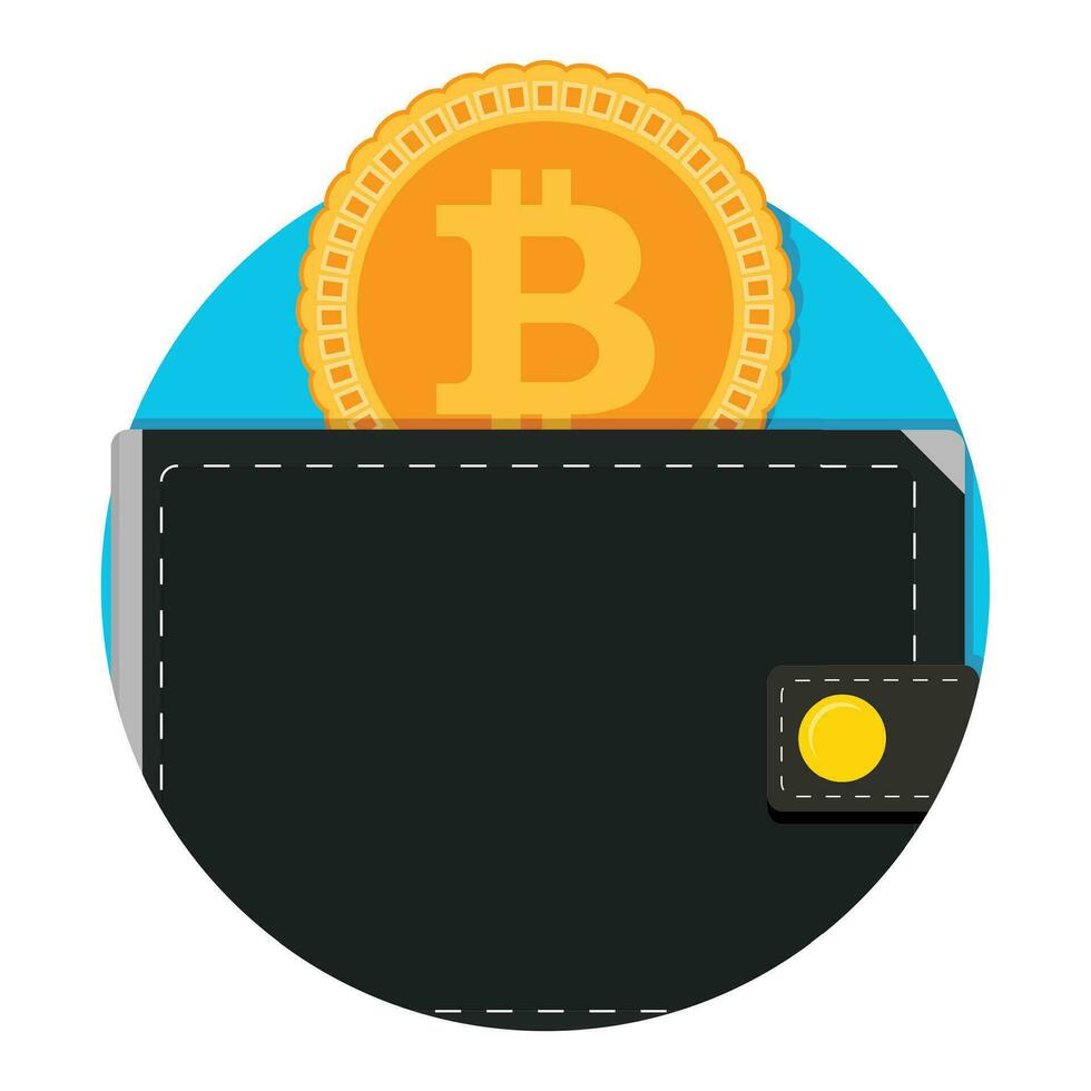 elektronisch portemonnee voor bitcoin toepassing icoon. geld bitcoin portemonnee app, e-portemonnee elektronisch etiket en insigne, vector illustratie