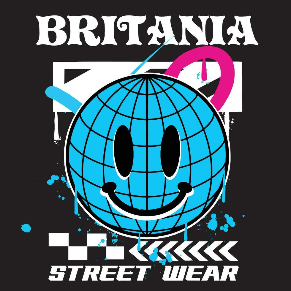 graffiti wereldbol straat slijtage illustratie met leuze Britanië vector