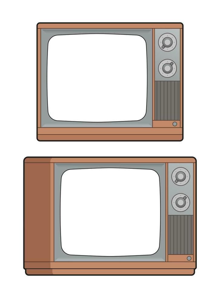 vector wijnoogst televisie tekenfilm illustratie.