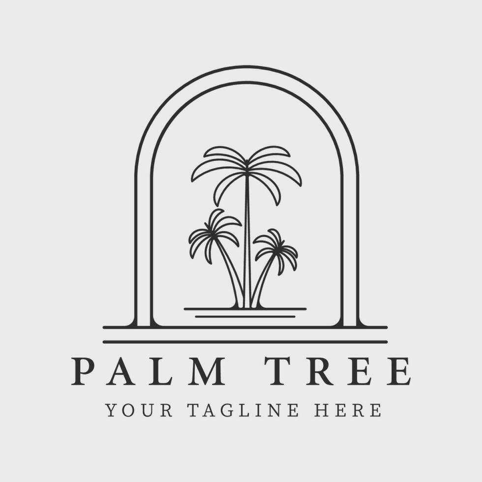 palm boom insigne lijn kunst logo vector symbool illustratie grafisch ontwerp