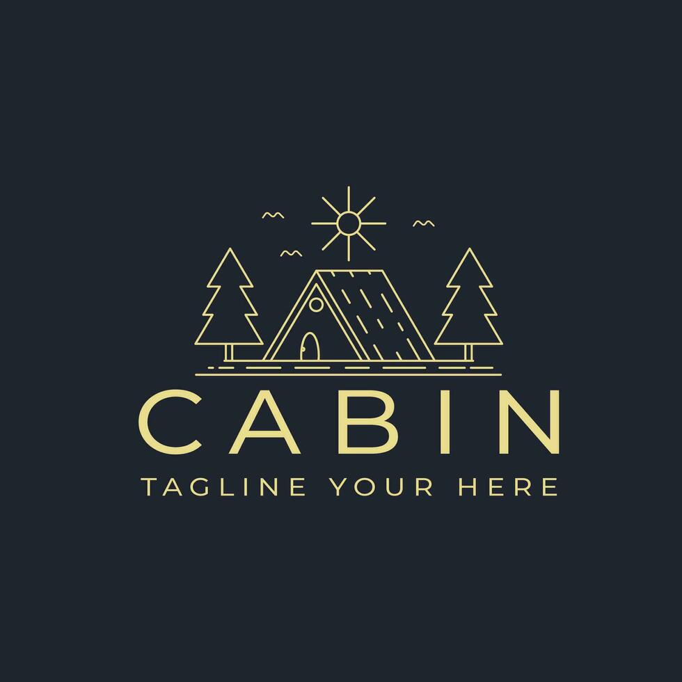 cabine huis logo lijn kunst vector illustratie sjabloon grafisch ontwerp