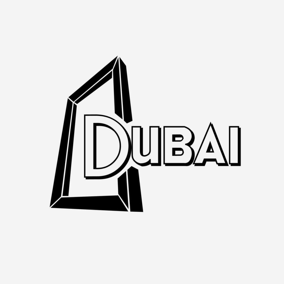 Dubai typografie met Dubai kader met zwart kleur. vector