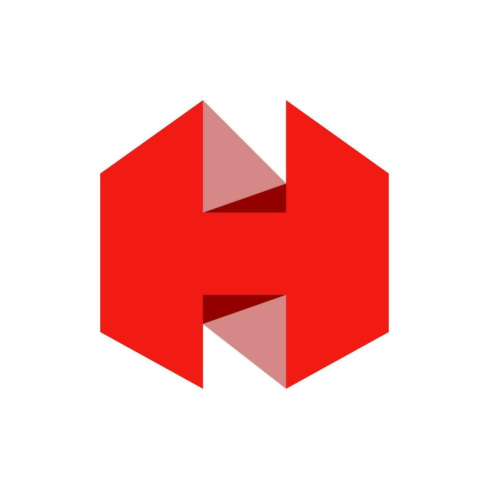 de rood 3d h merk naam monogram. zeshoek h icoon vector