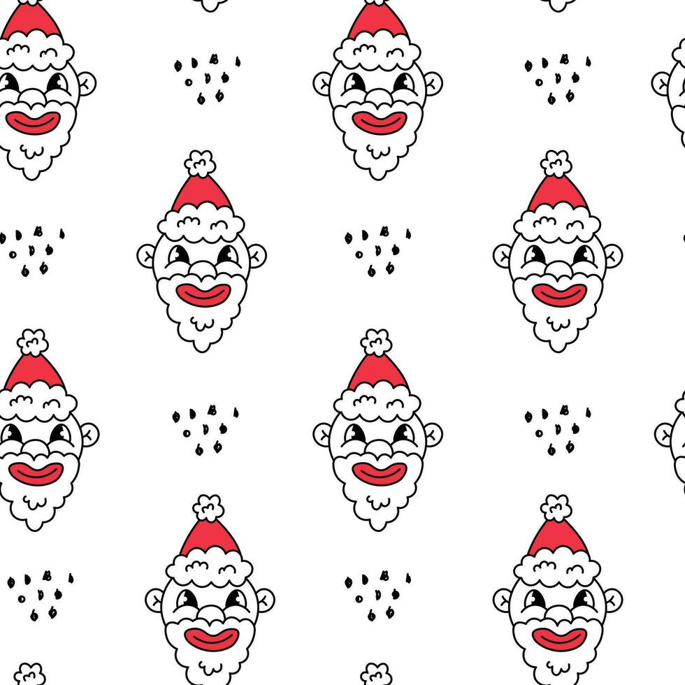 Kerstmis naadloos patroon met grappig de kerstman claus in tekening stijl vector