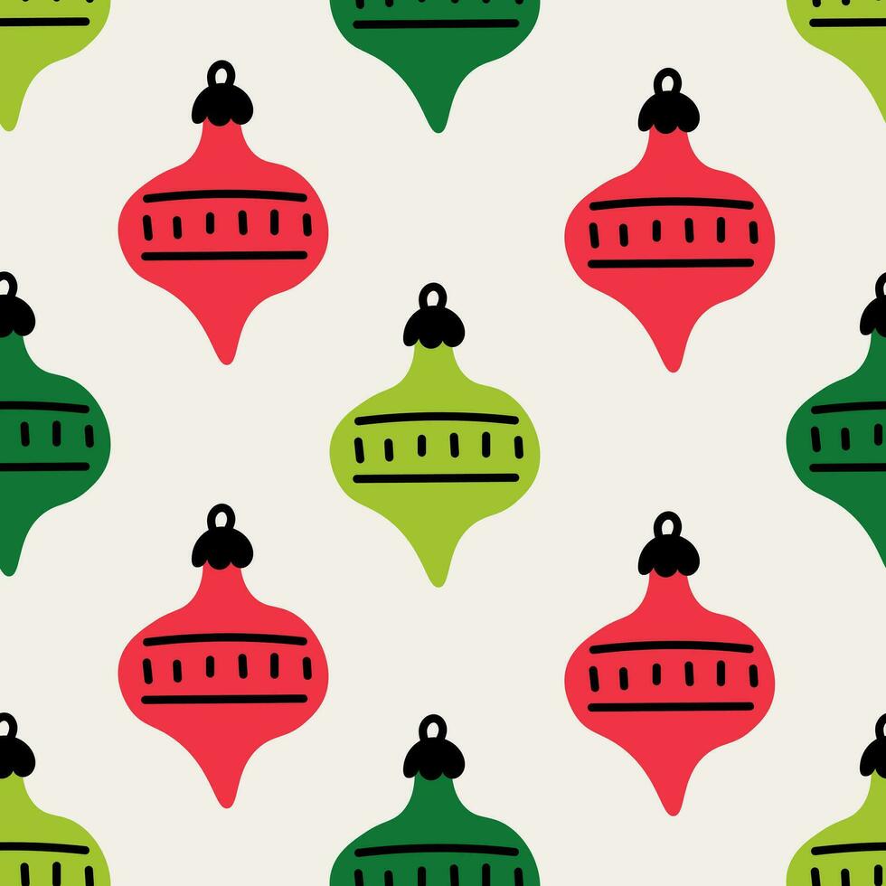 Kerstmis naadloos patroon met kleurrijk kerstballen vector