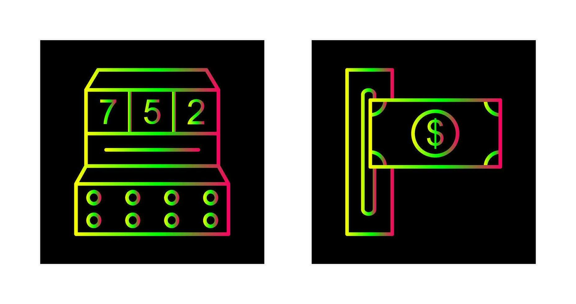 sleuf machine en sleuf van rekeningen icoon vector