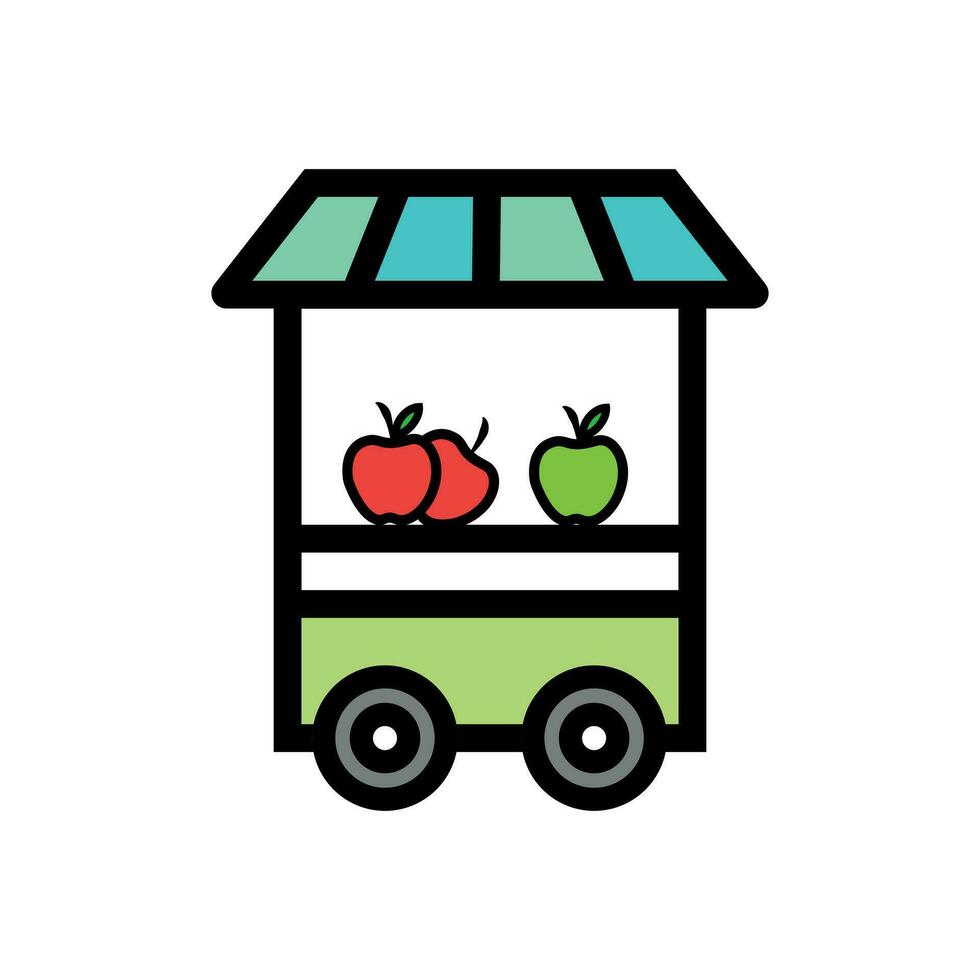 fruit staan icoon vector illustratie. fruit staan lineal kleur icoon