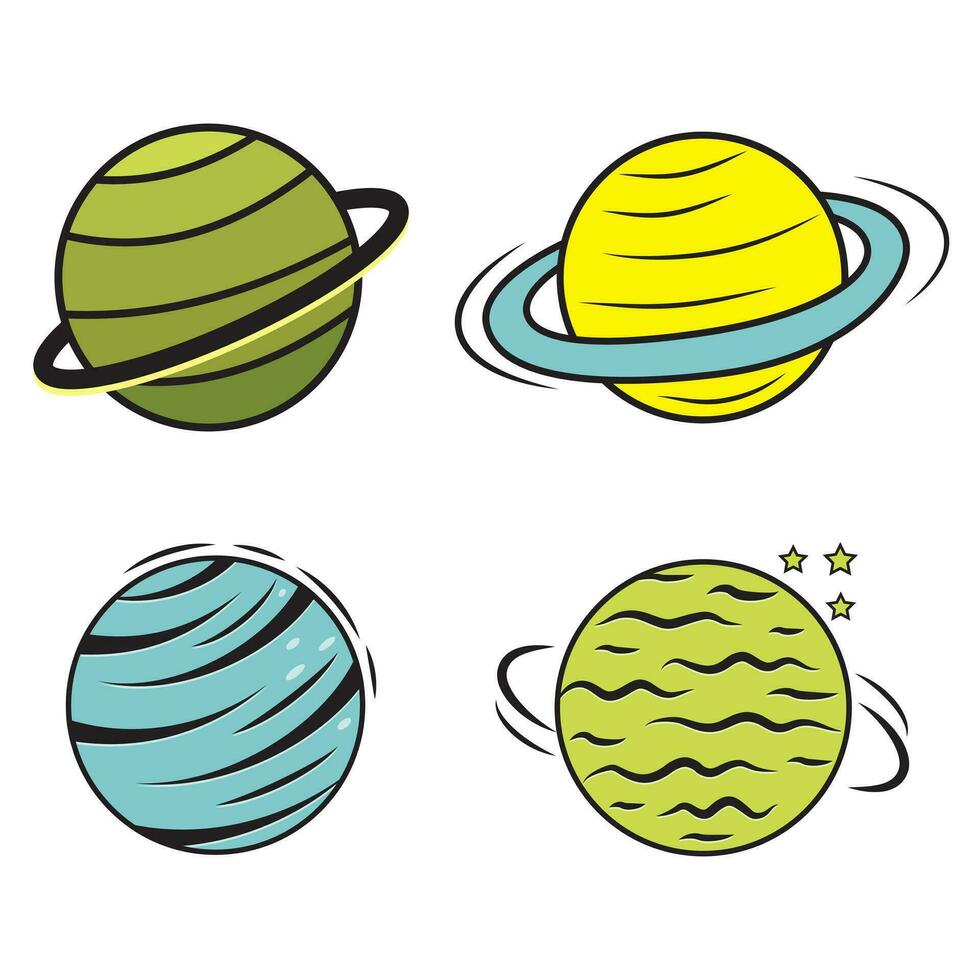 een reeks van geïsoleerd veelkleurig planeten in de tekenfilm stijl. ruimte vector