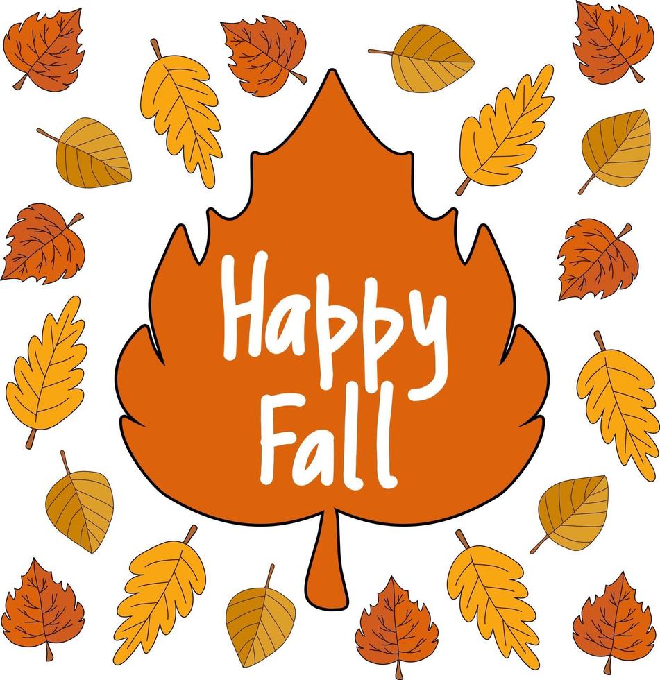 gelukkige herfst herfstbladeren vector clipart op wit