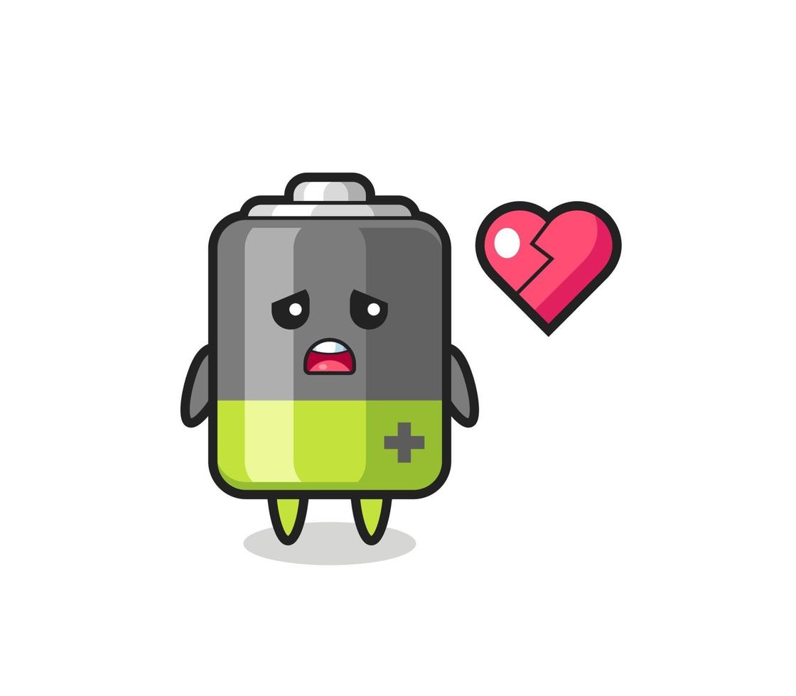 batterij cartoon afbeelding is gebroken hart vector