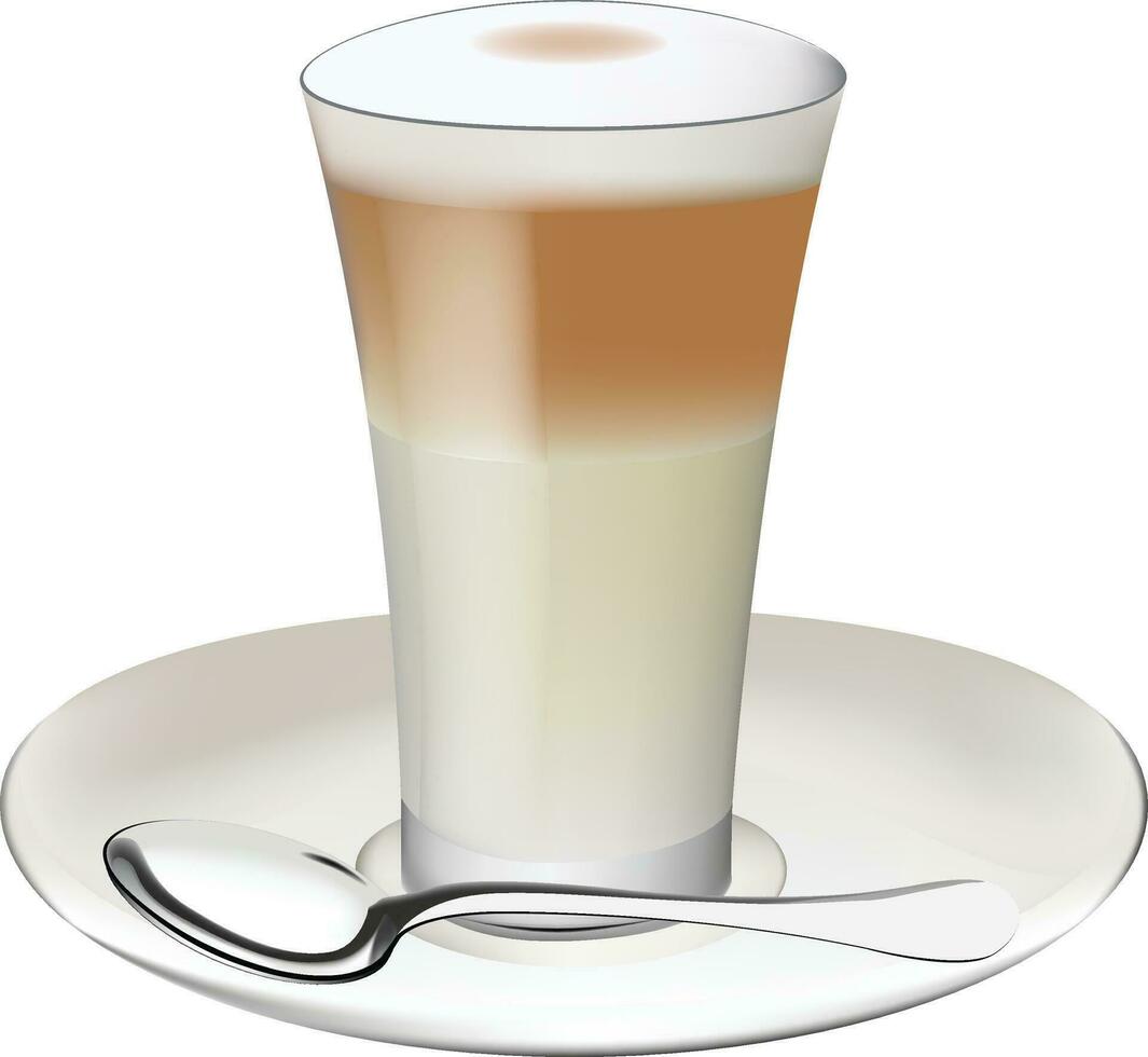 glas met melk en koffie vector