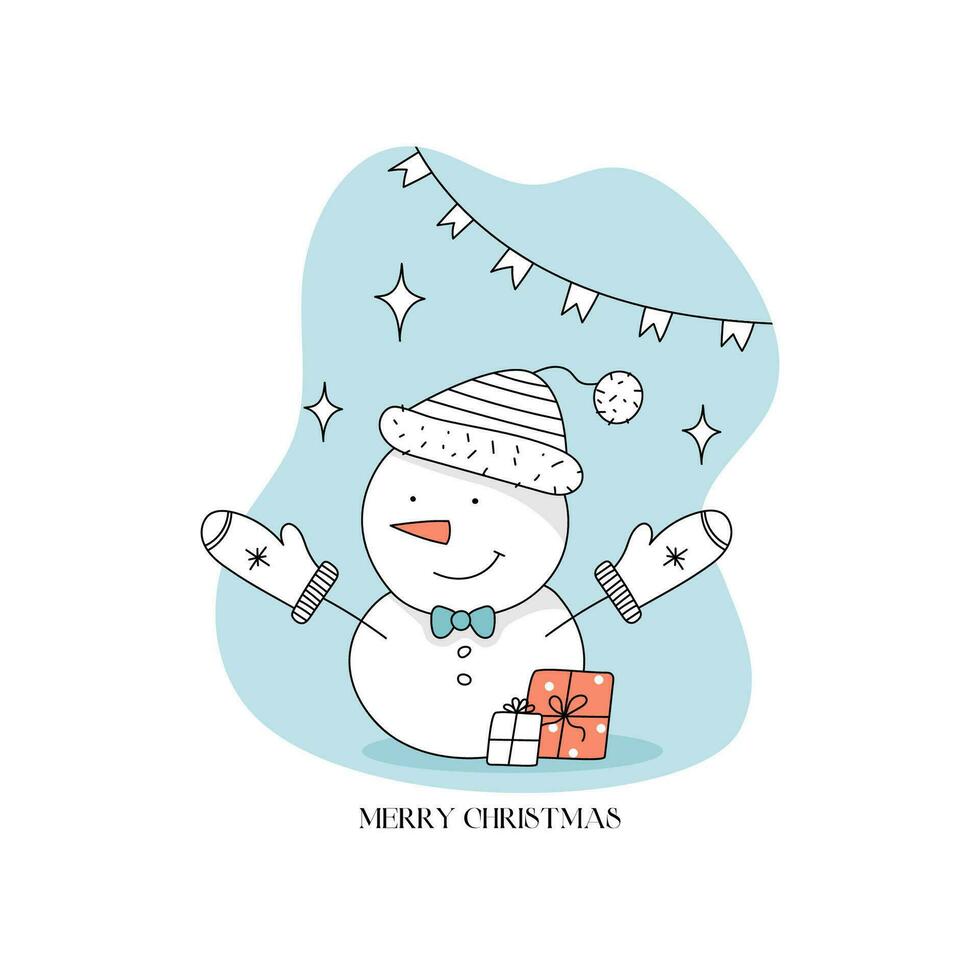 sneeuwman met cadeaus vector