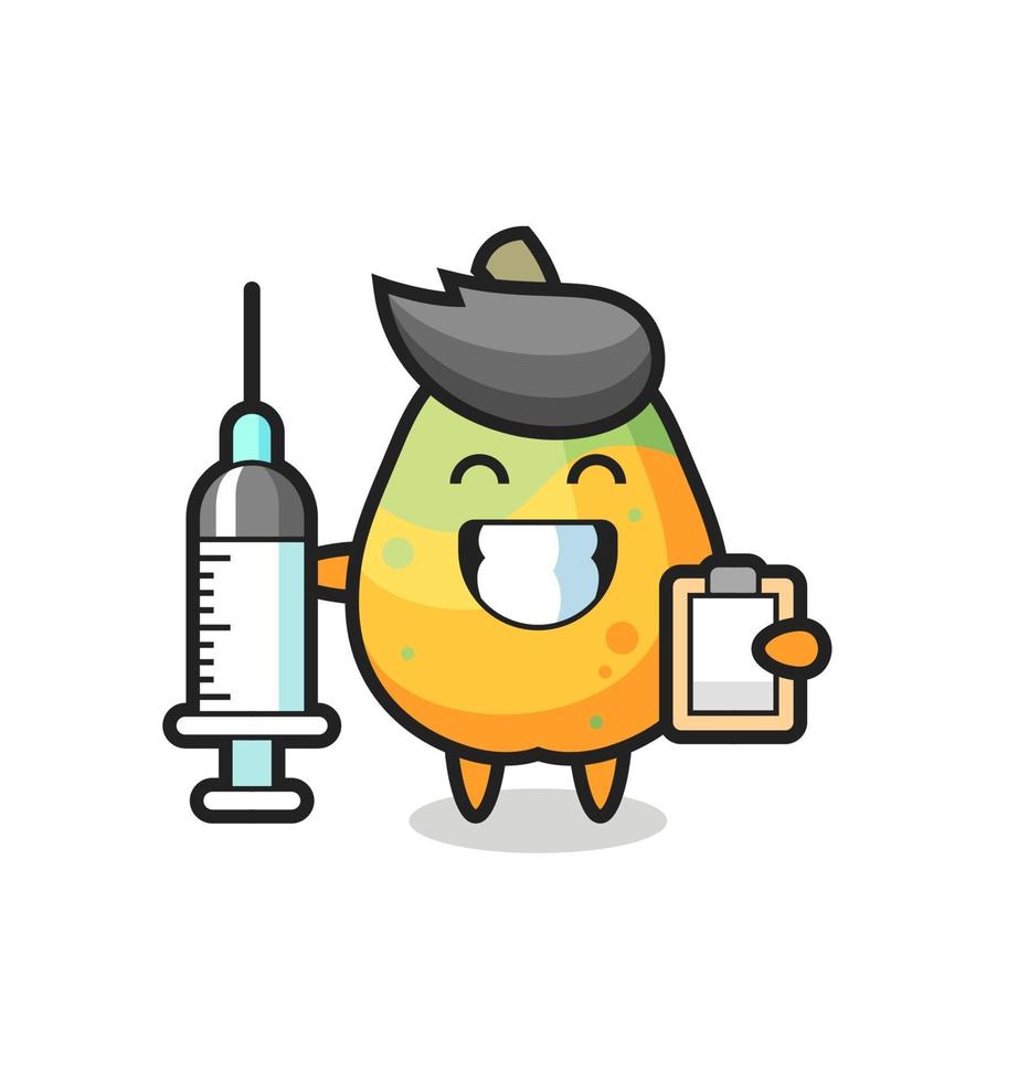 mascotteillustratie van papaja als dokter vector