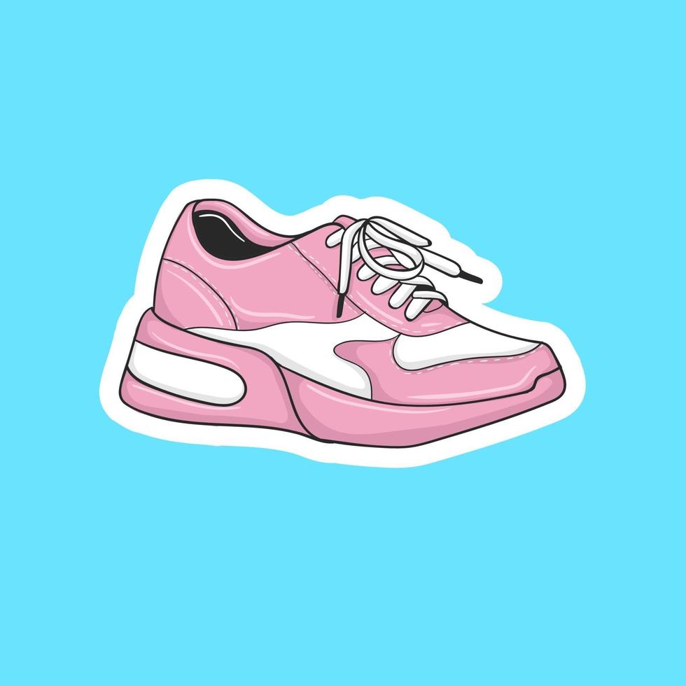 kleurrijke handgetekende roze sneakersstickers vector