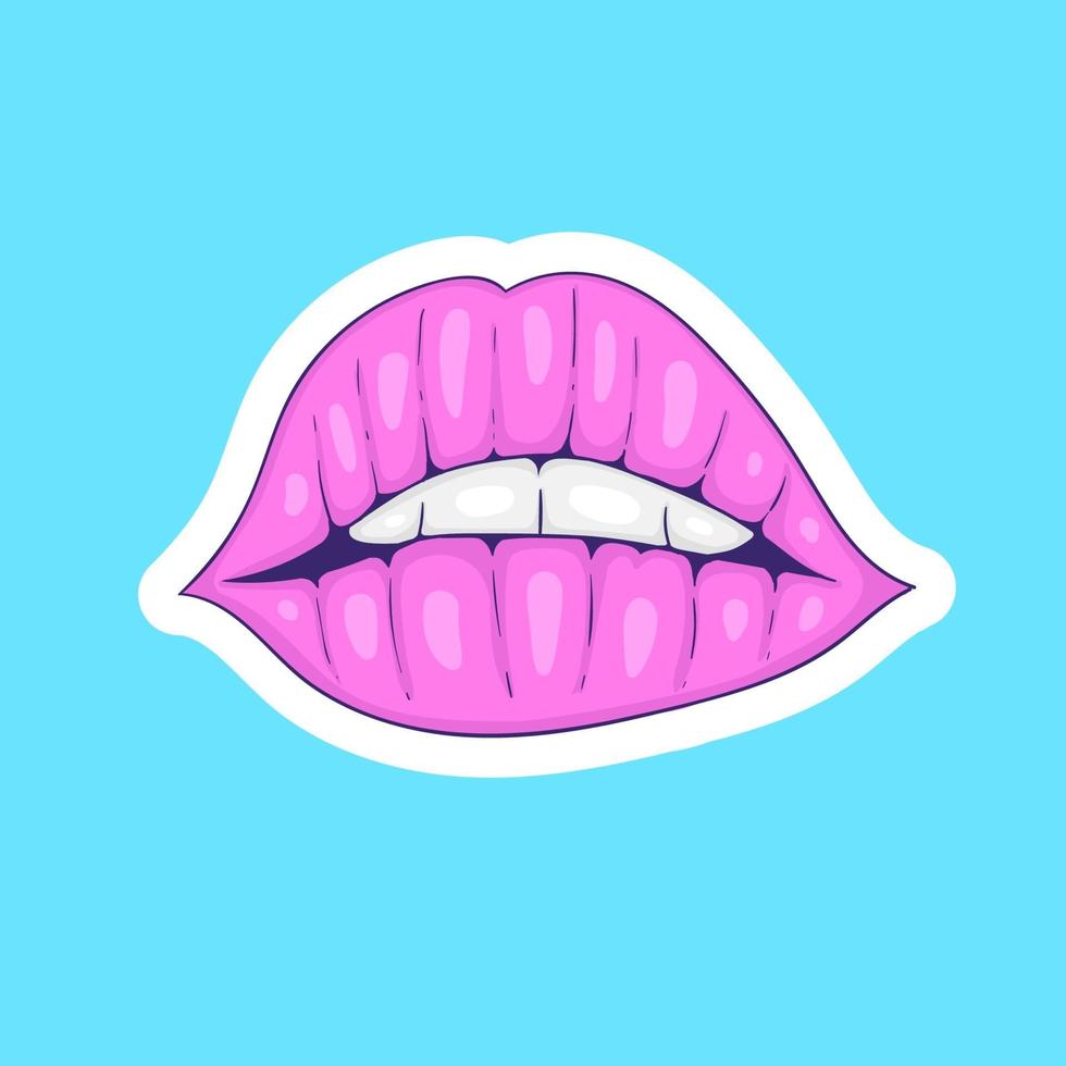 kleurrijke handgetekende roze lippenstickers vector