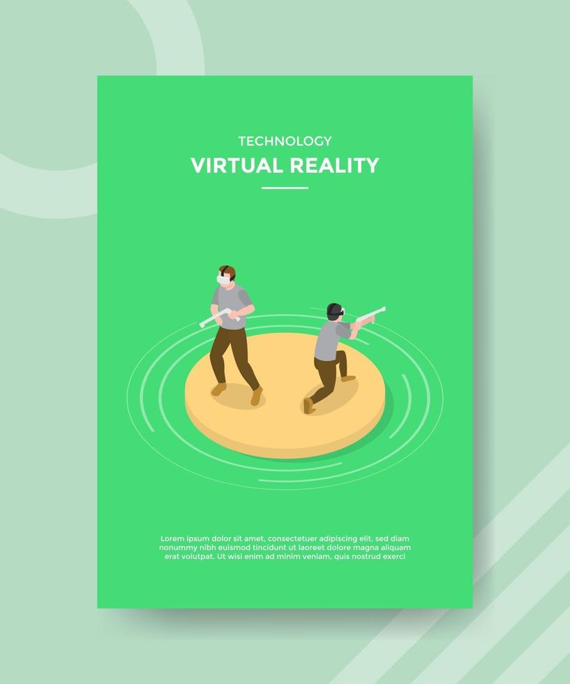 technologie virtual reality mannen met vr-headset vuurwapen vector