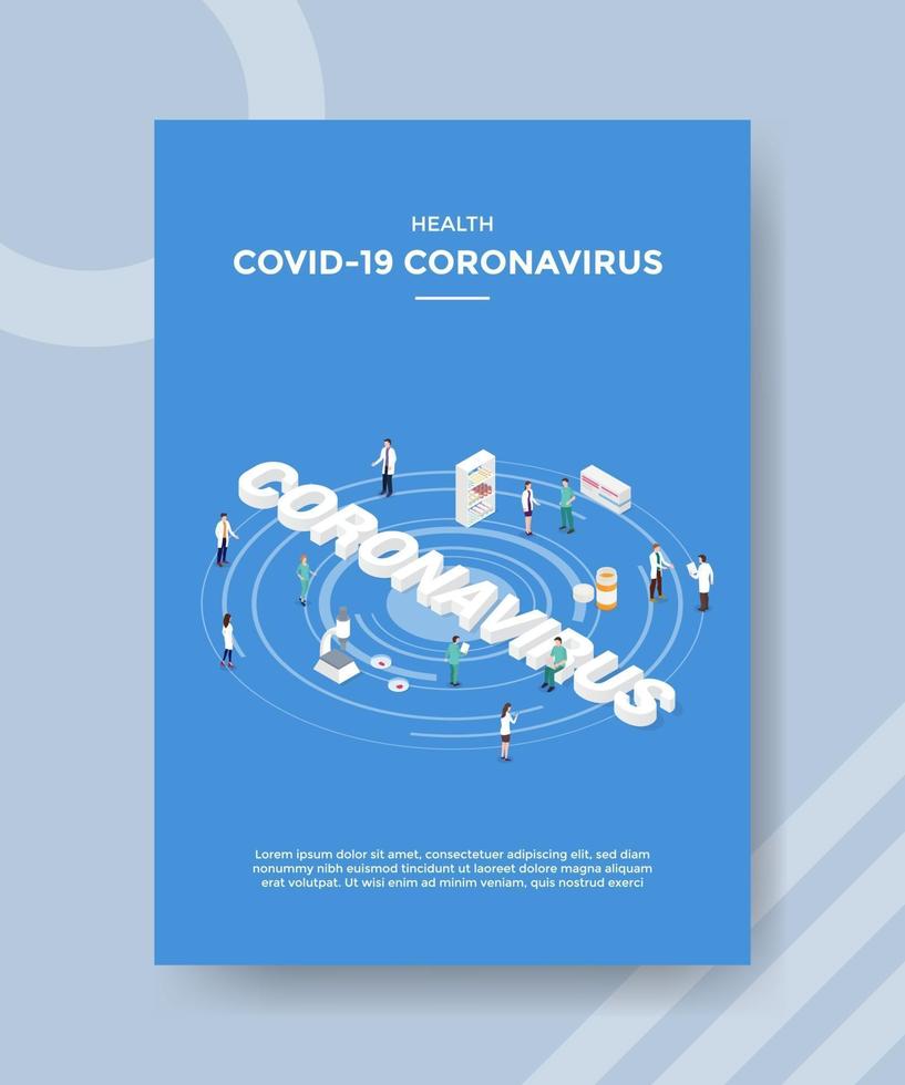 gezondheid covid 19 corona virus mensen staan rond woord vector