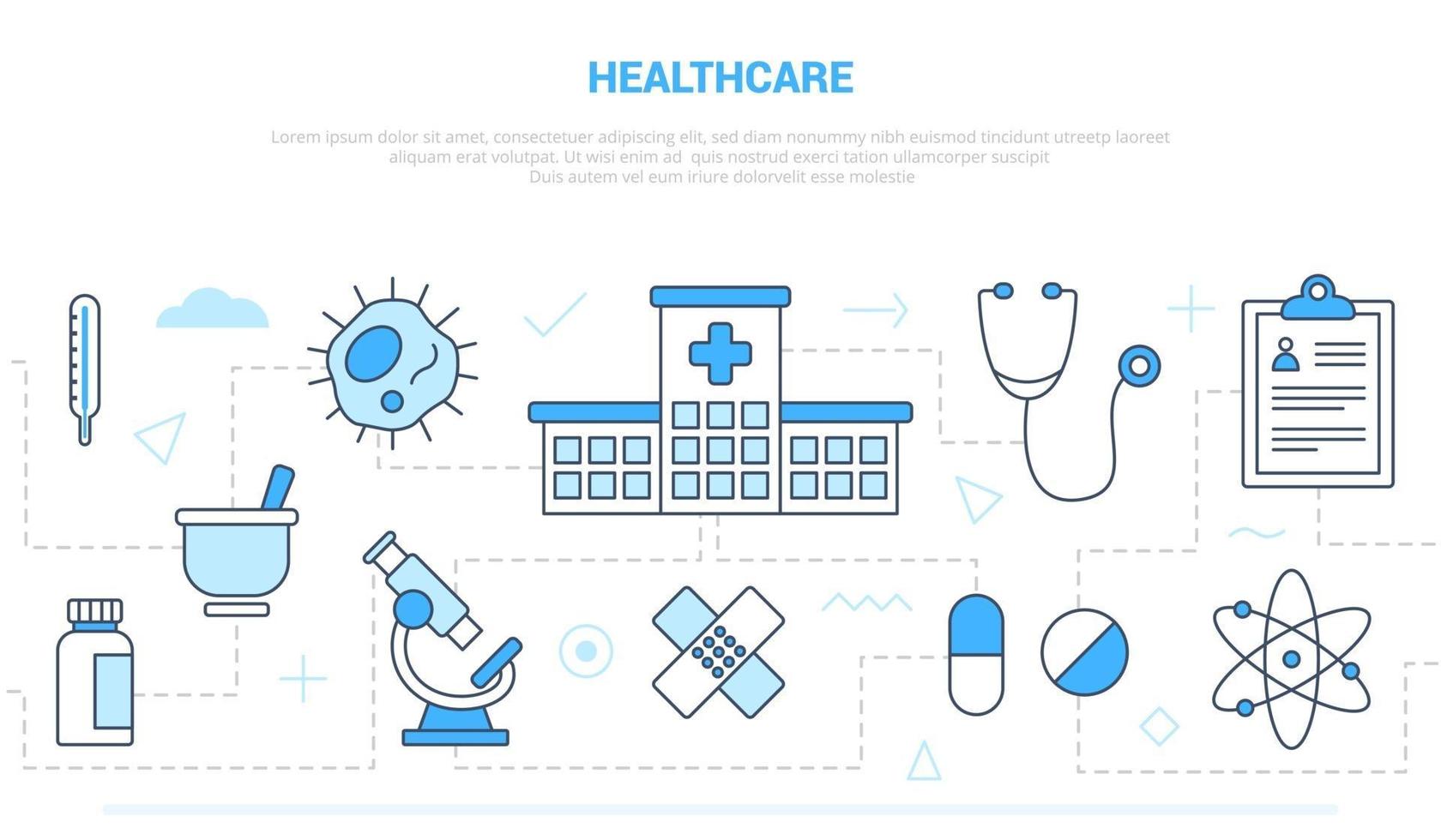 gezondheidszorgconcept met icon set collectie zoals ziekenhuis en mensen vector