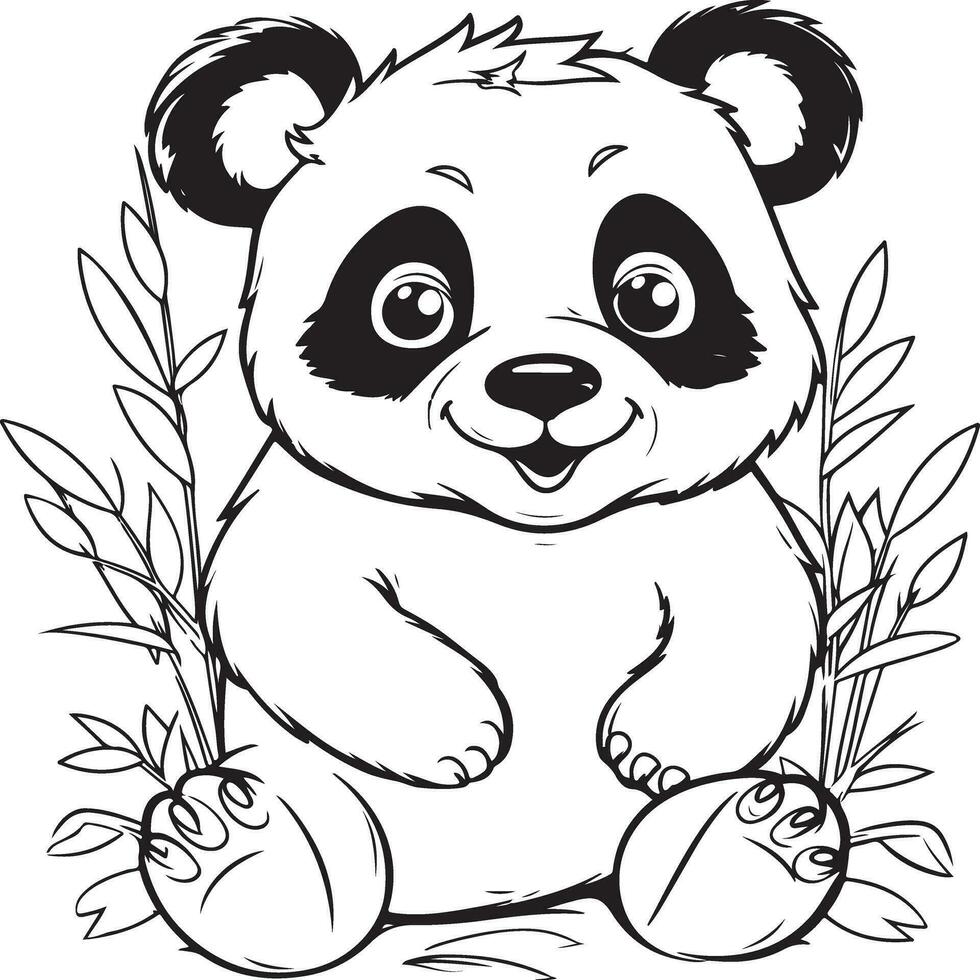 panda kleurplaat vector