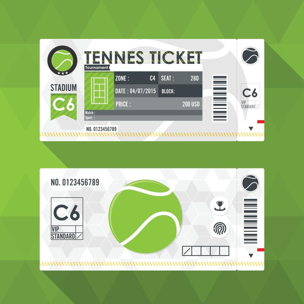 tennis ticket kaart modern element ontwerp. vector illustratie