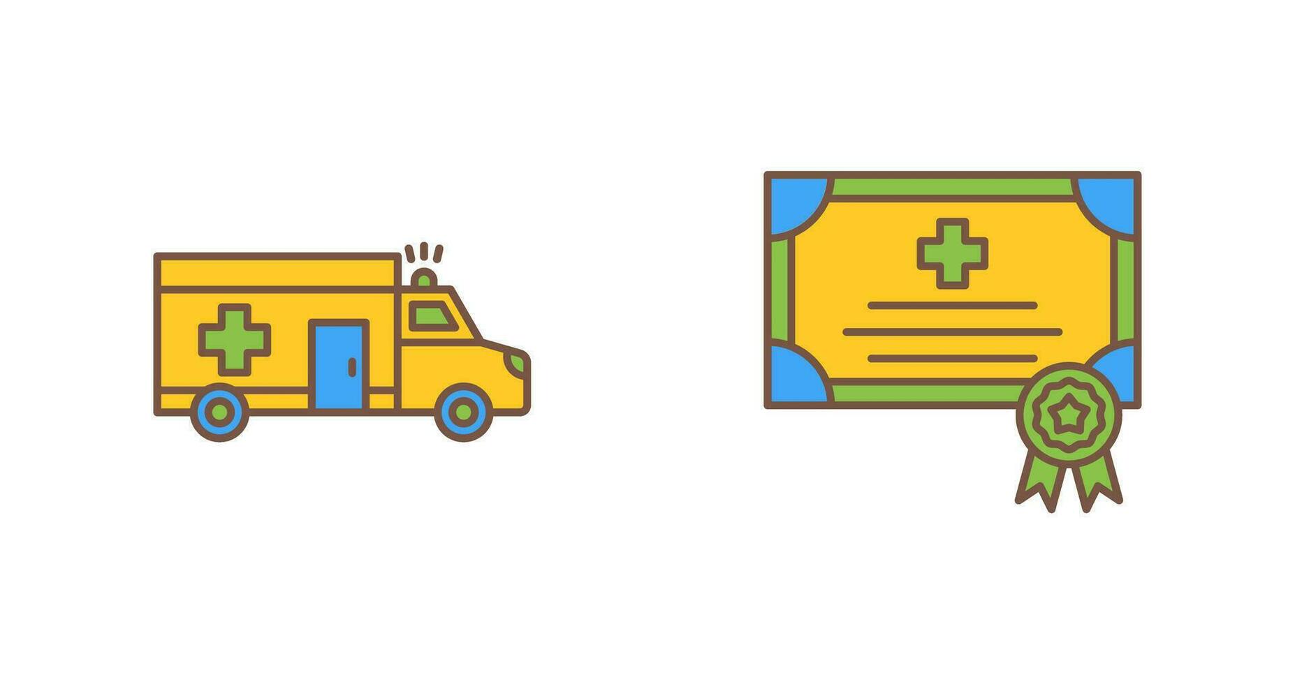 ambulance en certificaat icoon vector