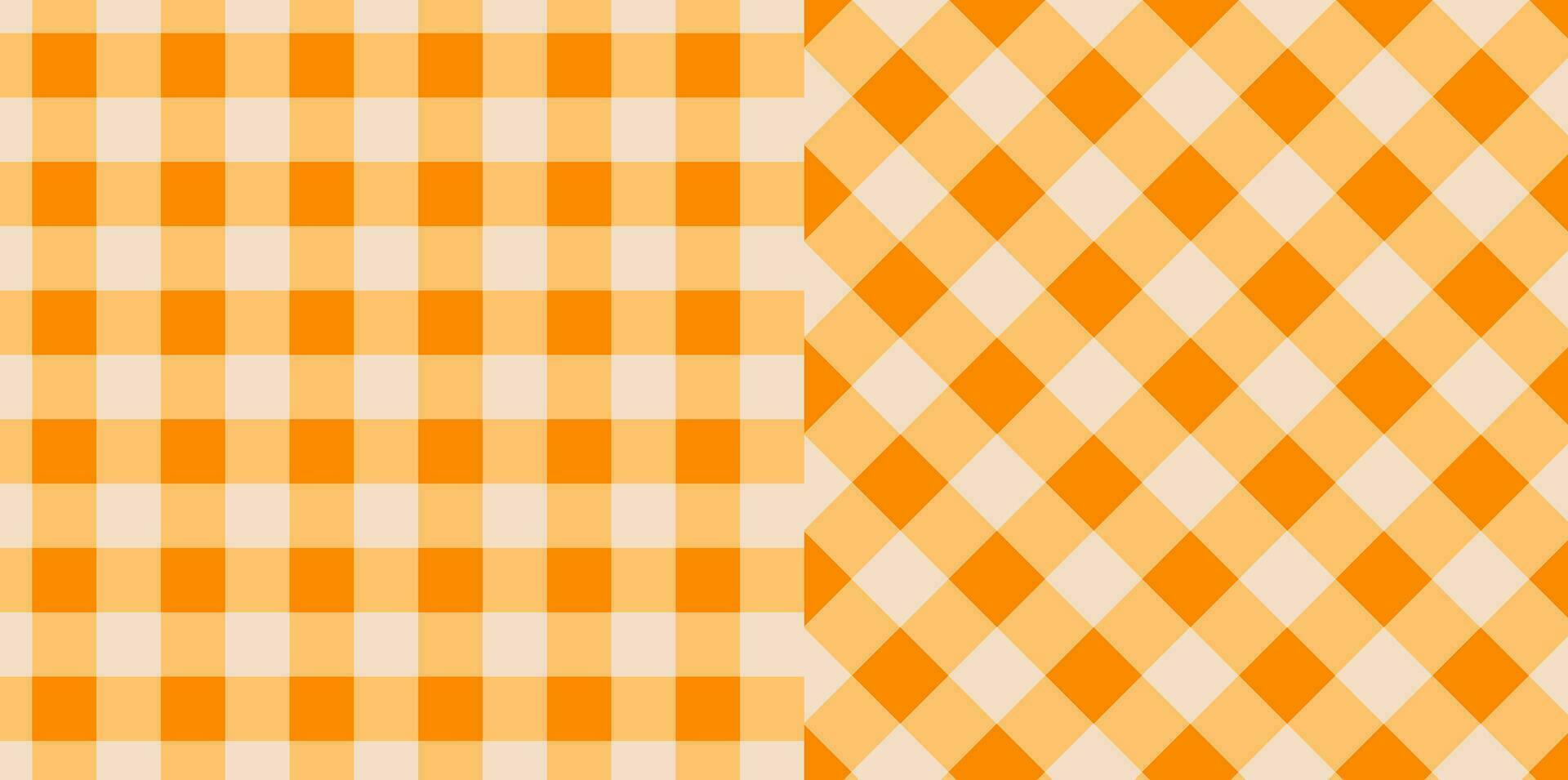 katoenen stof geruit plaid patroon in oranje gebruik voor tafelkleed, geschenk papier, servet, deken, sjaal, textiel en enz. vector