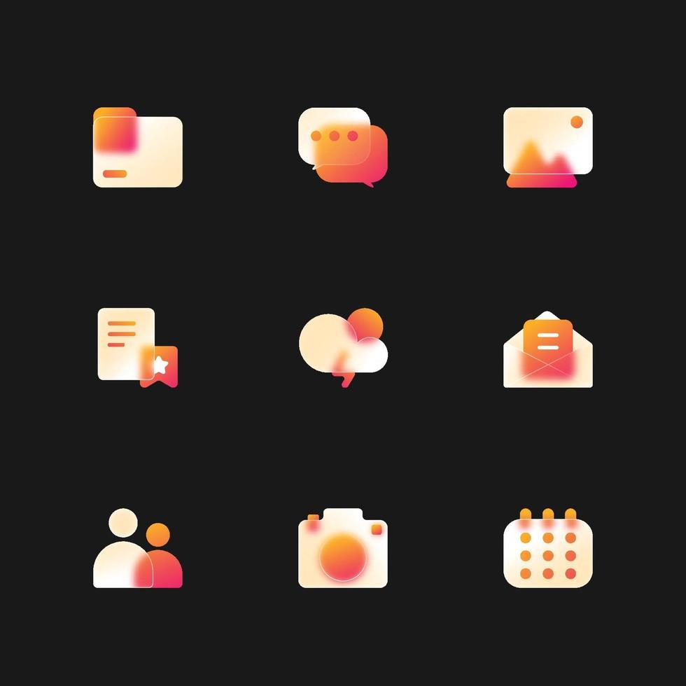 pictogrammen in de stijl van glasmorfisme voor mobiele apps vector