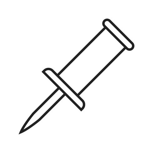 Push pin lijn zwart pictogram vector