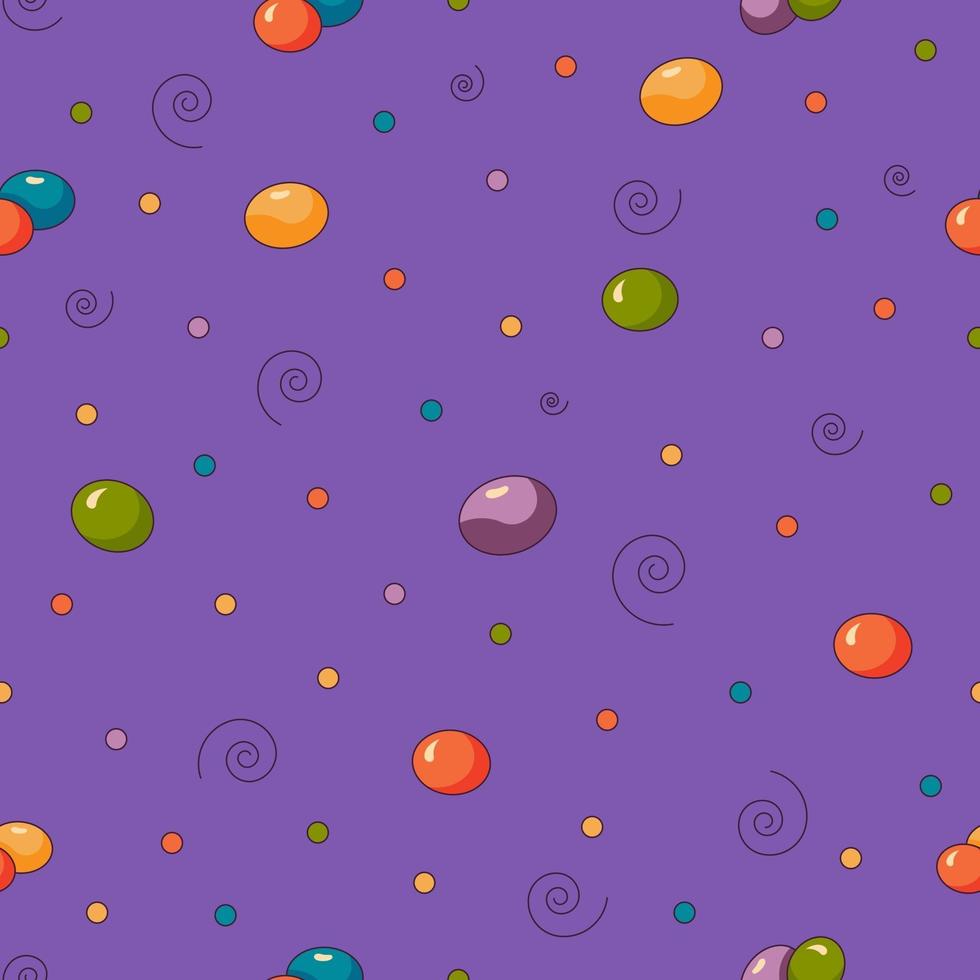 snoepbonen naadloos patroon voor een feestje op een paarse achtergrond. vector