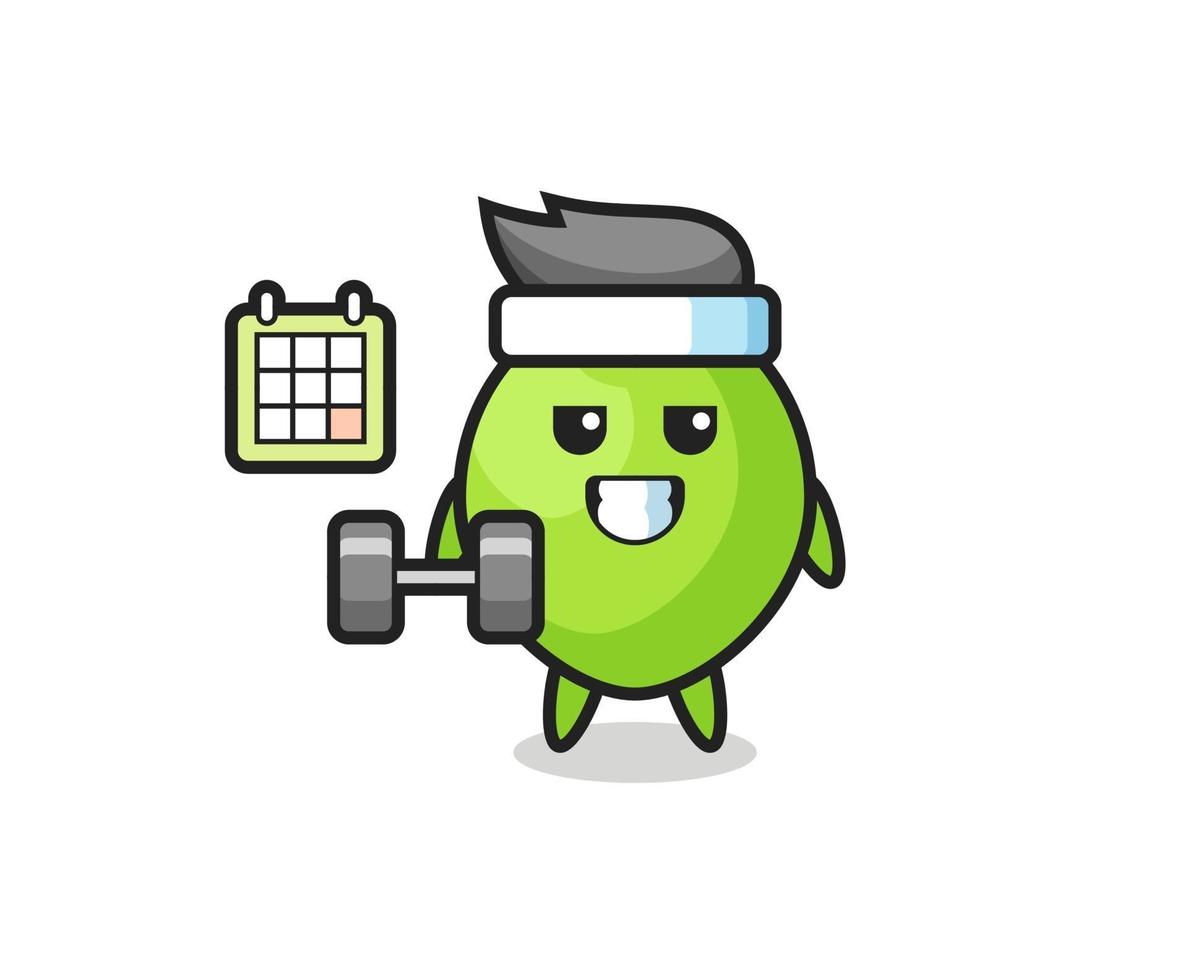 kokosnoot mascotte cartoon fitness doen met dumbbell vector