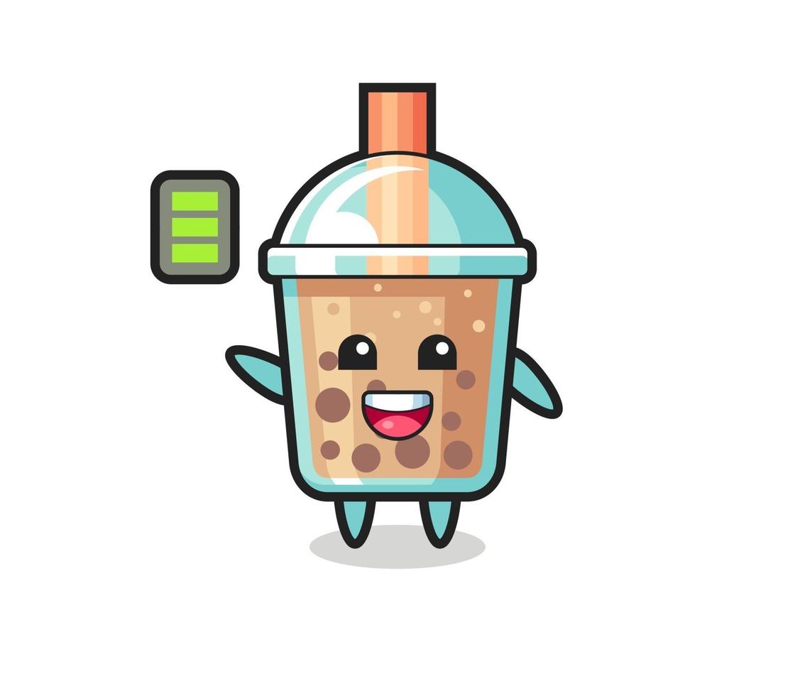 bubble tea mascotte karakter met energiek gebaar vector