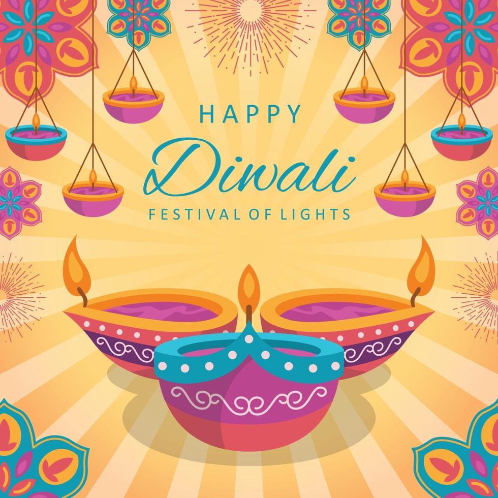 gelukkig diwali festival van lichten concept vector