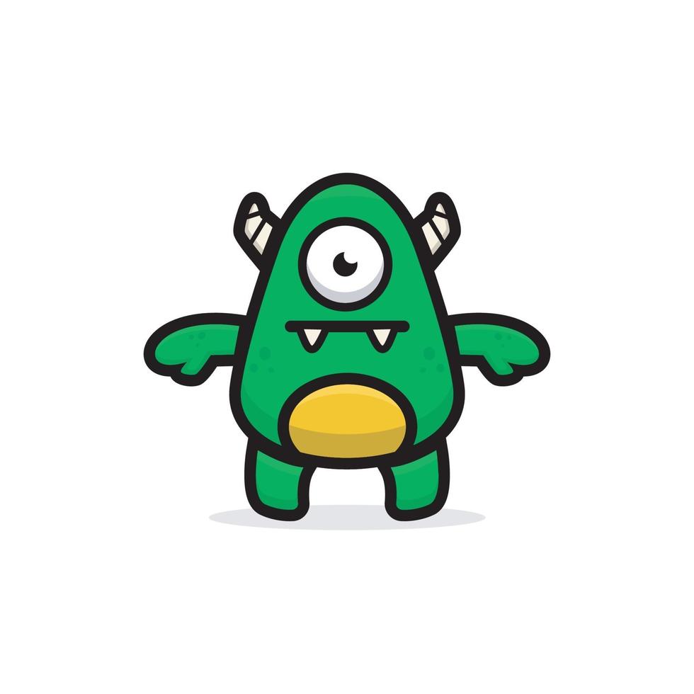 tekenfilm schattig groen monster vector